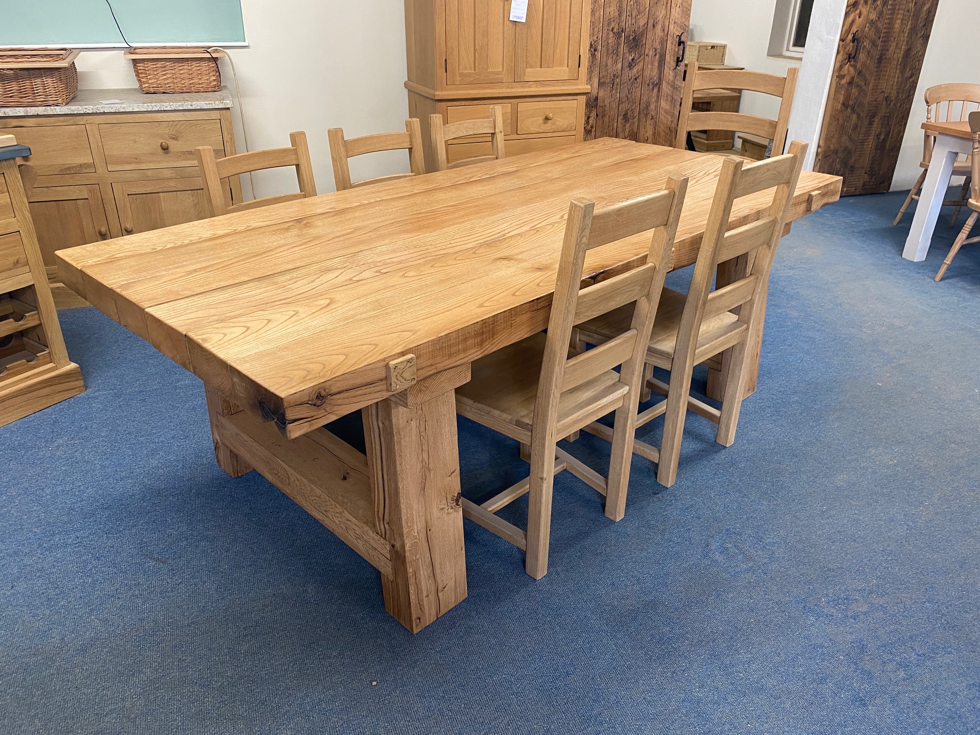 Oak sleeper dining table hotsell